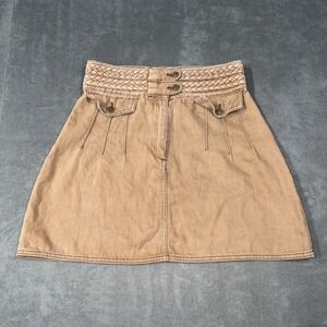 Free People Braided High Waist Brown Skirt Size 2